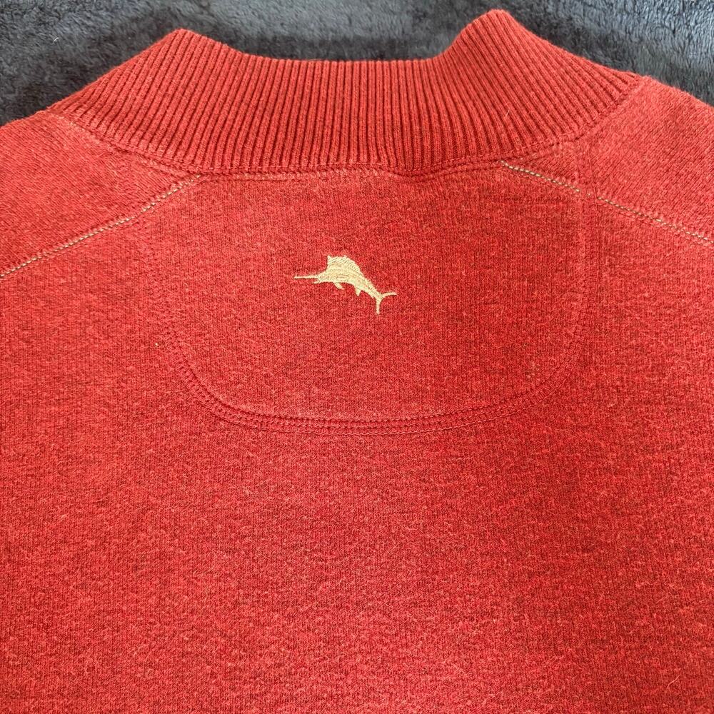 Tommy Bahama Reversible Quarter Zip Pullover Burgundy Gray Marlin Sweater XL/XXL - Picture 10 of 16